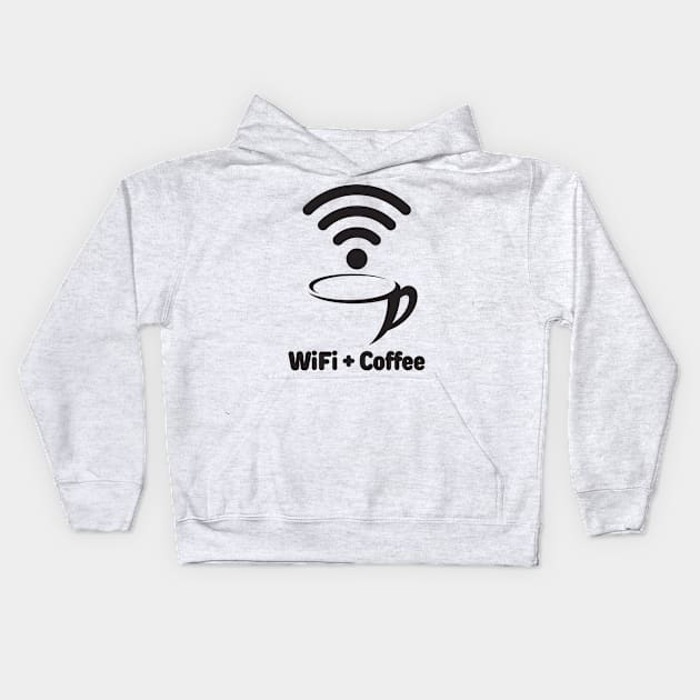 Wi-Fi and Coffee Kids Hoodie by FTF DESIGNS